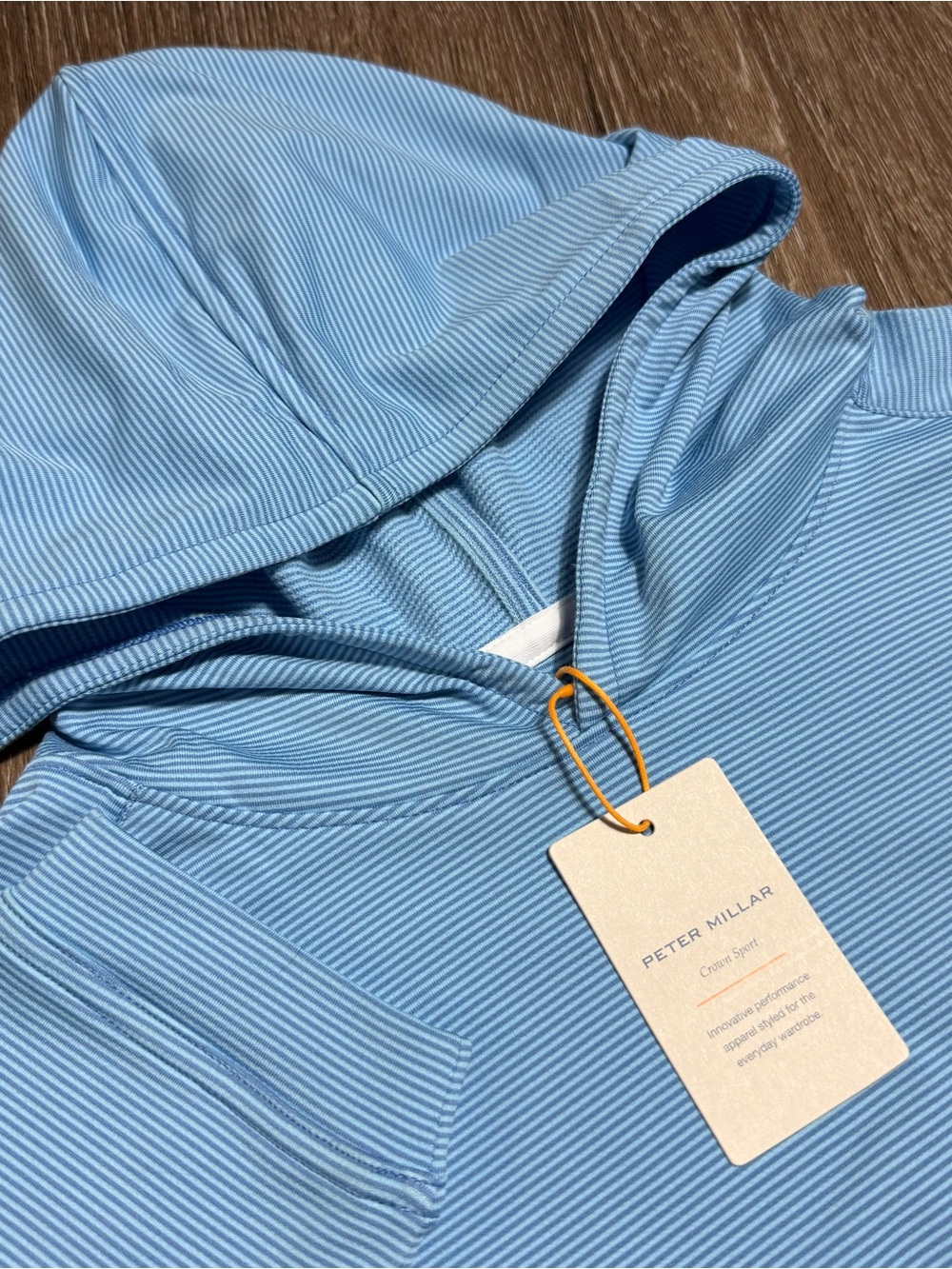 Peter Millar Light Blue Striped Men's Hoodie Sweater